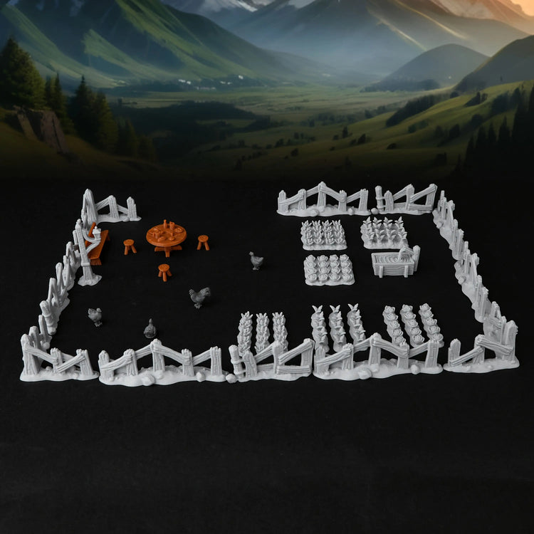 Farm Terrain Miniatures Set – 28mm–32mm Rural Accessories for Fantasy Tabletop RPGs Gamers Guild