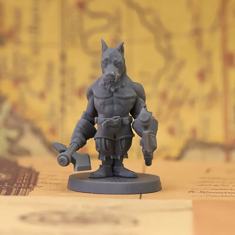 Double Axe Dog Miniature – Mythical ABS Warrior Hound for TTRPGs Gamers Guild