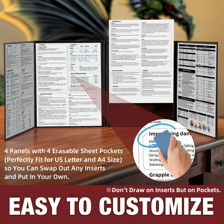 Foldable DND Master Screen – 4-Panel Fire & Dragon Battle Design with 5E Inserts for Dungeons & Dragons, Pathfinder & TTRPGs Gamers Guild