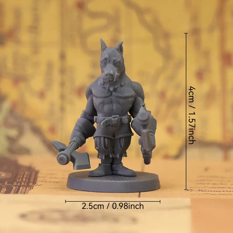 Double Axe Dog Miniature – Mythical ABS Warrior Hound for TTRPGs Gamers Guild