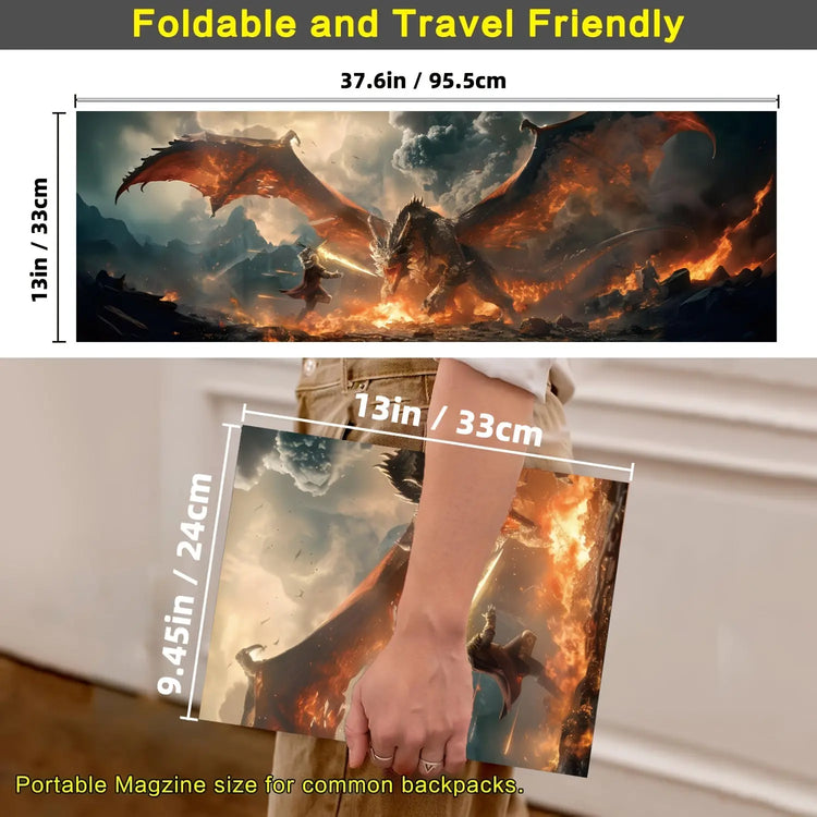 Foldable DND Master Screen – 4-Panel Fire & Dragon Battle Design with 5E Inserts for Dungeons & Dragons, Pathfinder & TTRPGs Gamers Guild