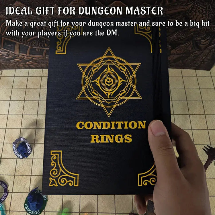 Upgraded Condition Rings – 96 PCS Status Effect Markers with Magic Book Storage Box D&D & TTRPG Combat Tracker Gamers Guild