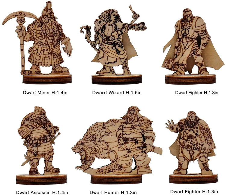D&D Fantasy Miniatures – 6PCS Wood Laser Cut Figures (Eberron Campaign, 28mm Scale) Gamers Guild