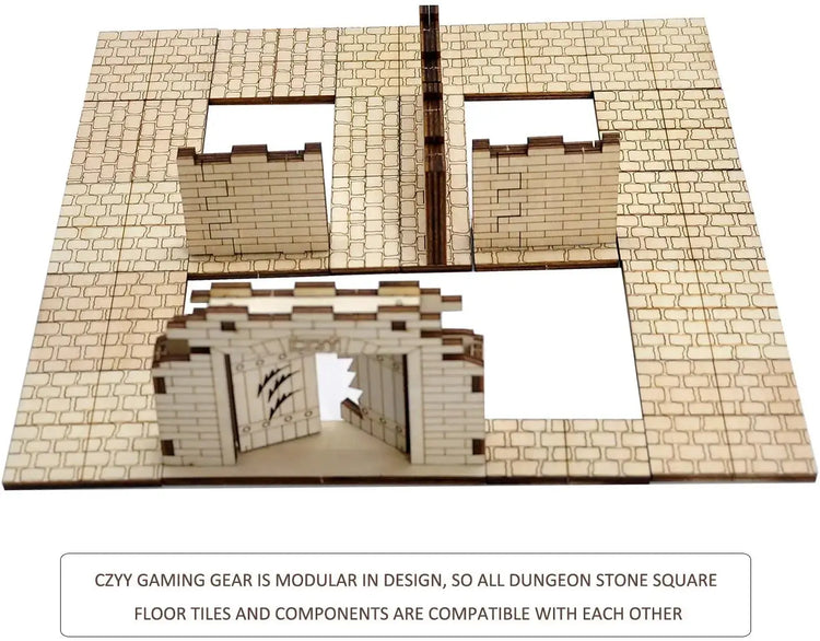 Dungeon Stone Square Floor Tiles – 24-Piece Modular Wooden Terrain Set 1" Grid for D&D & TTRPGs Gamers Guild