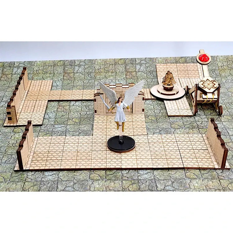 Dungeon Stone Square Floor Tiles – 24-Piece Modular Wooden Terrain Set 1" Grid for D&D & TTRPGs Gamers Guild