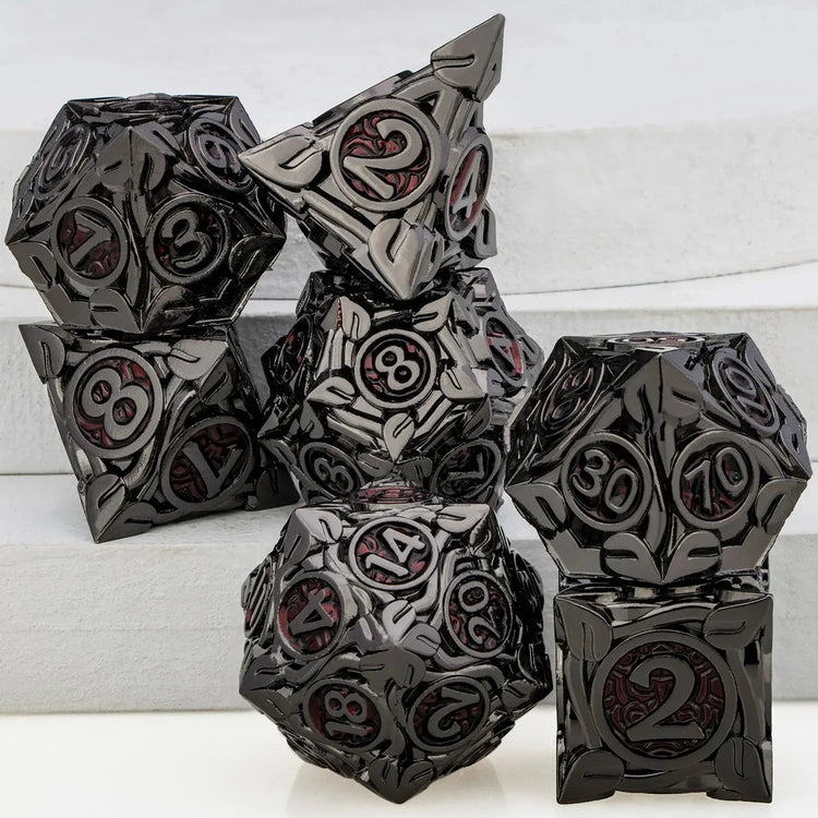 Tree Root Metal Dice Set – Red Polyhedral Dice for D&D, Pathfinder & RPGs Gamers Guild