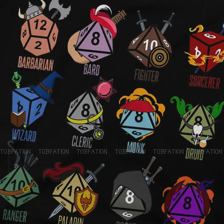 TOBFATION DnD Character Class Tee – Loose Fit Cotton Shirt for Casual Wear & RPG Fans Gamers Guild
