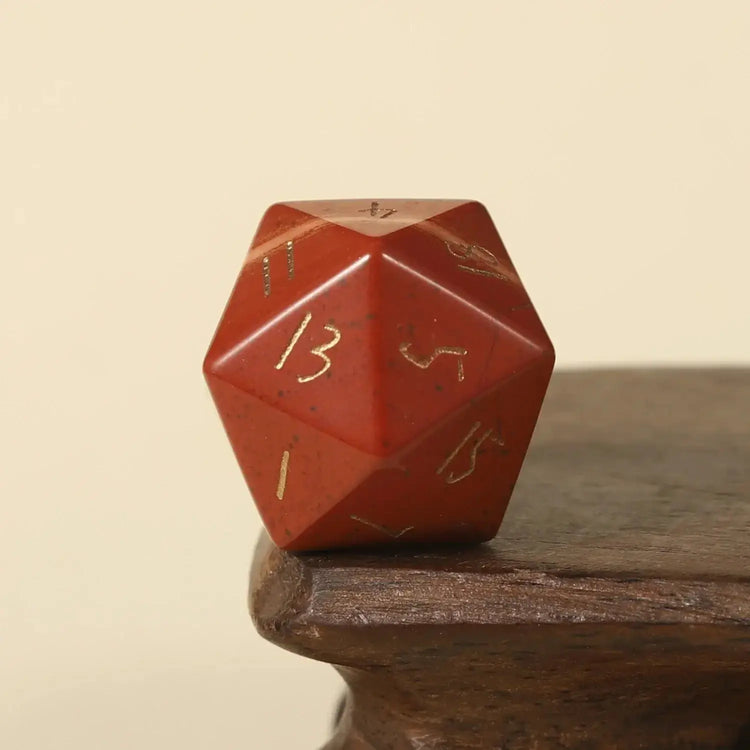 Crystal Quartz D20 – Handwritten Font Gemstone Dice for DND, Pathfinder & RPG Star Path Adventures Gamers Guild