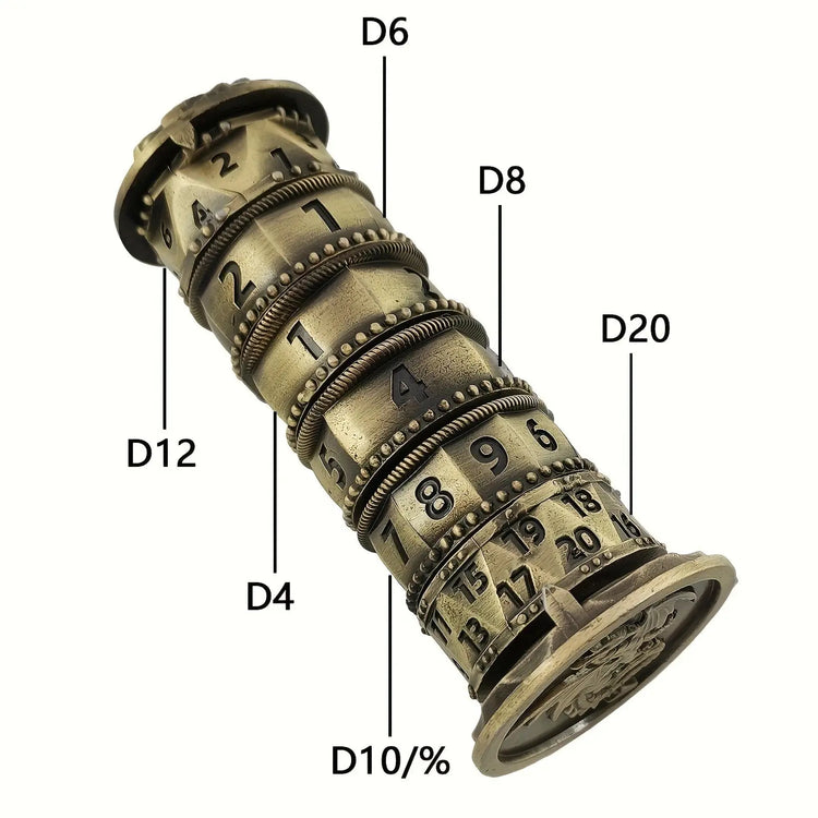 7-in-1 Metal Rotating Dice Tower – Polyhedral RPG Dice for D&D, COC, Cthulhu & Tabletop Games Gamers Guild