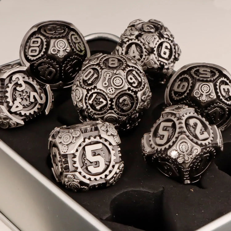 Metal Gear Polyhedral Dice Set – D20 & D6 RPG Dice for D&D, Trailblazer, Warhammer & Tabletop Games Gamers Guild