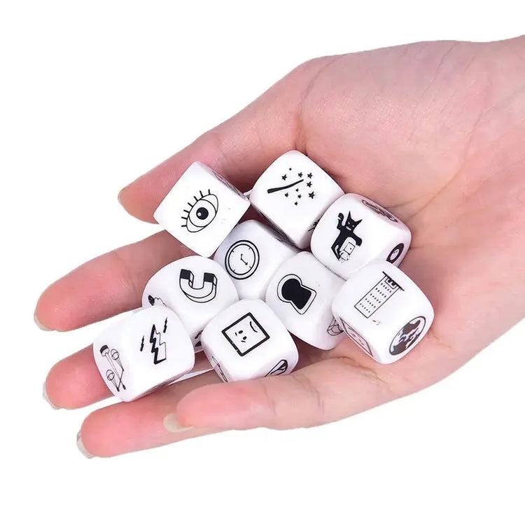 Story Dice Set – 9-Piece Acrylic Puzzle Dice for Creative Storytelling & Board Games Kids & RPG-Friendly Gamers Guild