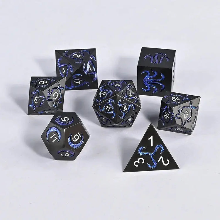 7-Piece Handmade Dragon Motif Polyhedral Dice Set – Fantasy RPG Dice for D&D, Pathfinder & TRPG Adventures Gamers Guild