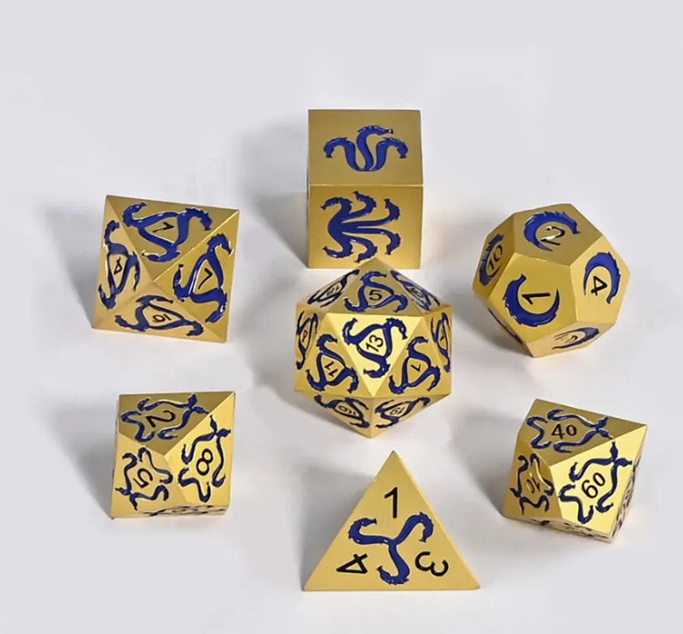7-Piece Handmade Dragon Motif Polyhedral Dice Set – Fantasy RPG Dice for D&D, Pathfinder & TRPG Adventures Gamers Guild