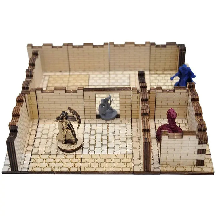 Dungeon Brick Walls – Set of 16 Laser-Cut Wood Terrain Tiles 28mm Scale Modular Scenery for D&D & TTRPGs Gamers Guild