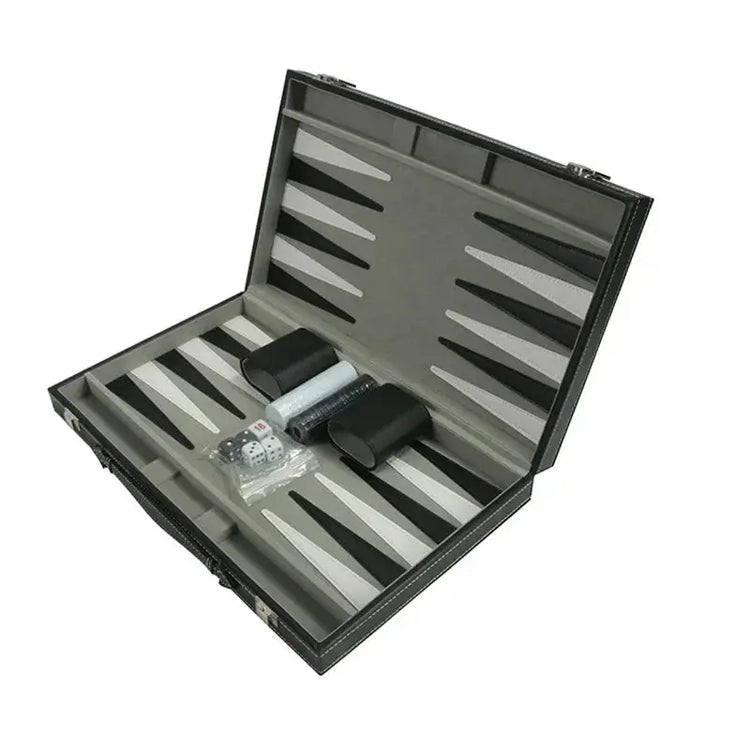 Classic Travel Backgammon Game Set – PU Leather Folding Board with Felt Interior | Portable 15-Inch Strategy Set for Adults Gamers Guild