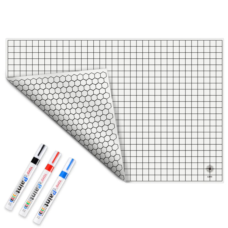 DND Silicone Battle Mat – 23"x35" Double-Sided Grid Board with Square & Hex Layout Foldable, Rollable, and Marker-Friendly Gamers Guild