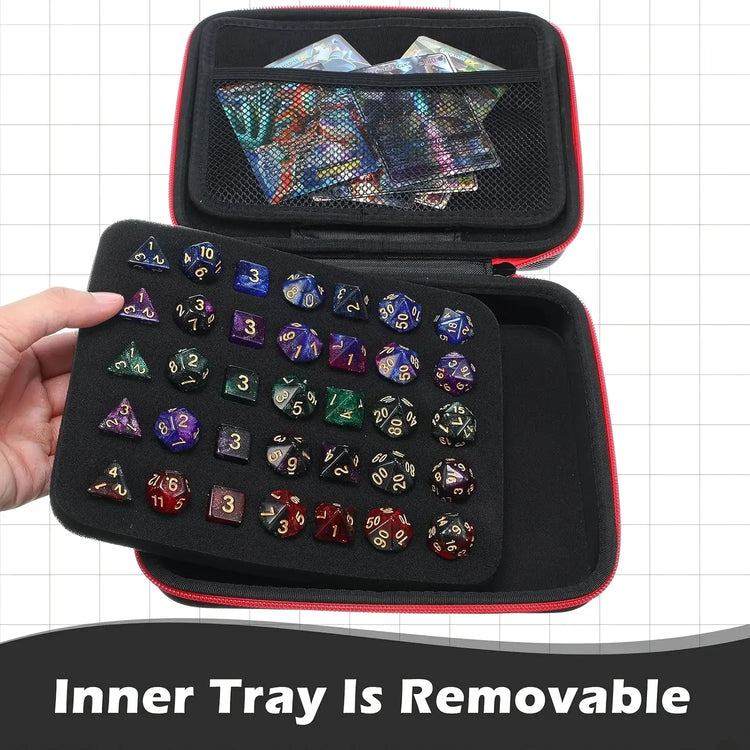 Hard Dice Carrying Case – 70-Slot Storage Bag with Partition for Dungeons & Dragons, RPG & Board Game Accessories Gamers Guild