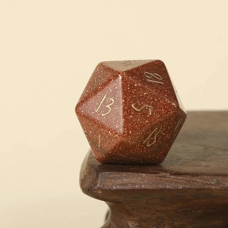 Crystal Quartz D20 – Handwritten Font Gemstone Dice for DND, Pathfinder & RPG Star Path Adventures Gamers Guild