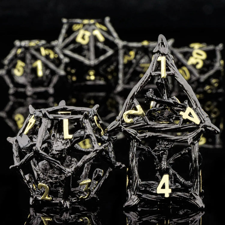 7-Piece Hollow Dragon Metal Dice Set – Intricately Carved Polyhedral Dice for D&D, Pathfinder & RPG Tabletop Games Gamers Guild