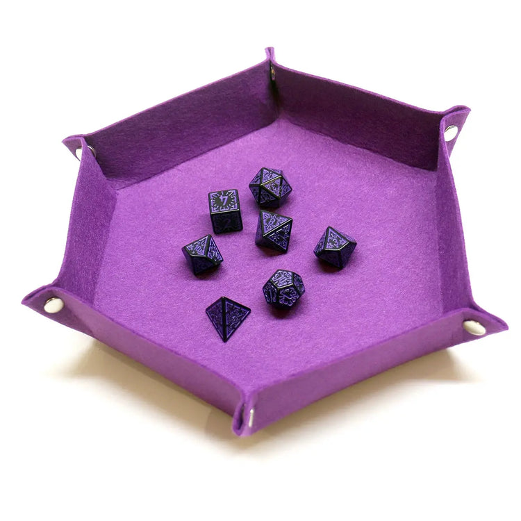 Foldable Hexagon Dice Tray – Felt Rolling Tray for DND, RPG & Tabletop Games Gamers Guild