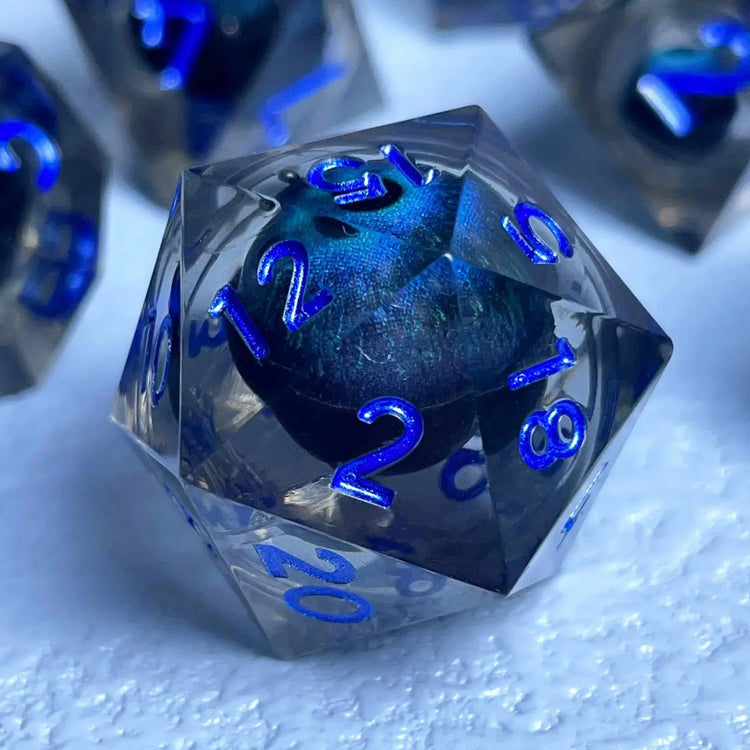 Dragon’s Eye Liquid Core Dice Set – Sharp Edge Polyhedral Resin Dice for D&D, Pathfinder & RPGs Gamers Guild