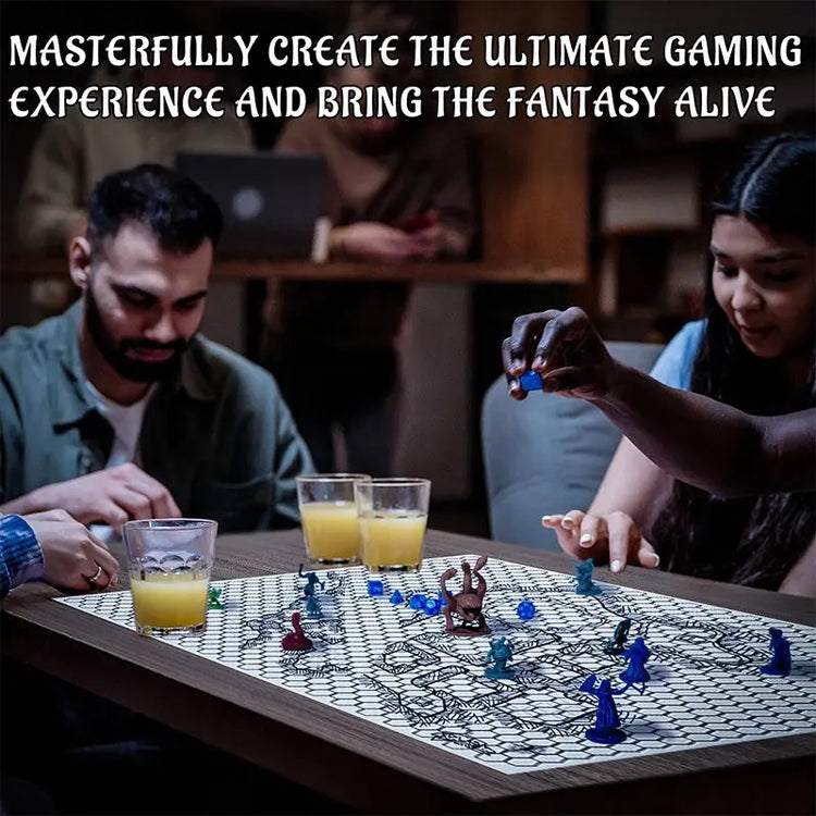 DND Silicone Battle Mat – 23"x35" Double-Sided Grid Board with Square & Hex Layout Foldable, Rollable, and Marker-Friendly Gamers Guild