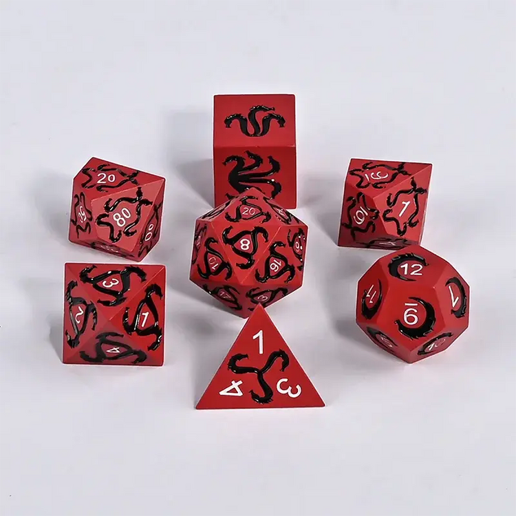 7-Piece Handmade Dragon Motif Polyhedral Dice Set – Fantasy RPG Dice for D&D, Pathfinder & TRPG Adventures Gamers Guild