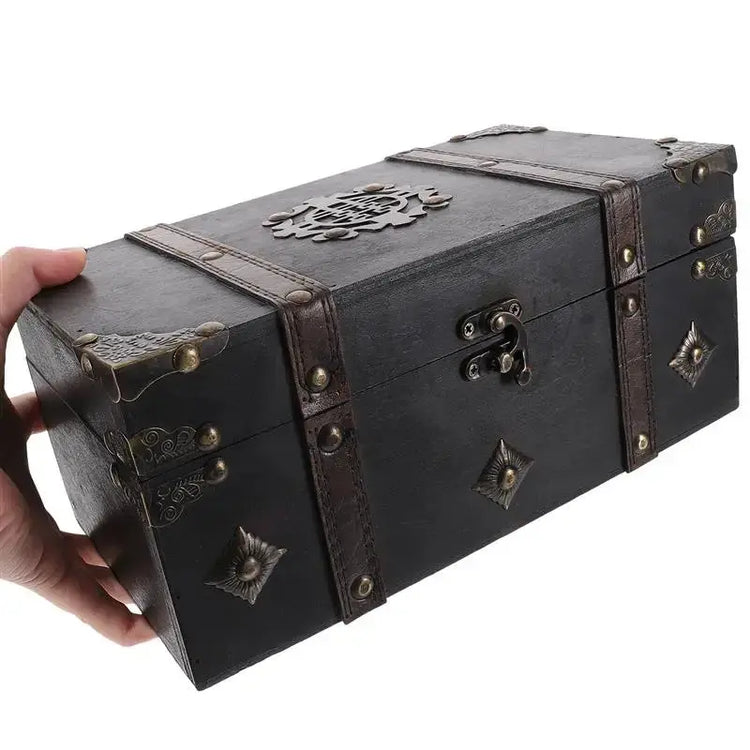 Wooden Pirate Treasure Chest – Vintage Trinket & Jewelry Box for Tabletop Decor, RPG Props, and Gift Storage Gamers Guild