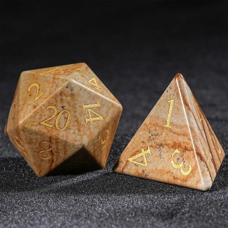 Painted Stone Pirate Dice Set – 7-Piece Gemstone Polyhedral Dice for DND, RPG & Tabletop Adventures Gamers Guild