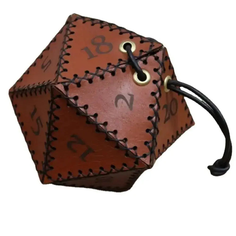 Leather D20 Dice Bag – Polyhedral Dice Pouch with Drawstring for DND, RPG & Board Game Storage Gamers Guild