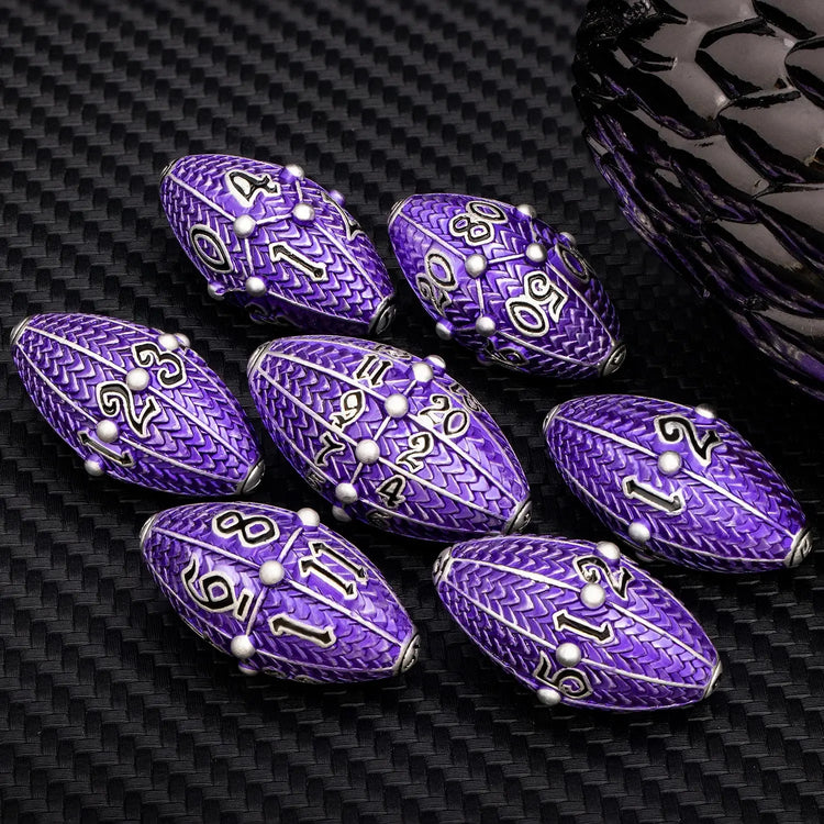 ARUOHHA Copper Purple Dragon Egg Dice Set – Metal Polyhedral Dice with Rotating Shell for D&D, Pathfinder & RPGs Gamers Guild