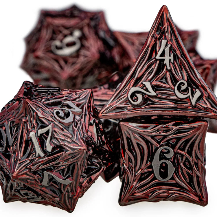 Tree Root Metal Dice Set – Red Polyhedral Dice for D&D, Pathfinder & RPGs Gamers Guild