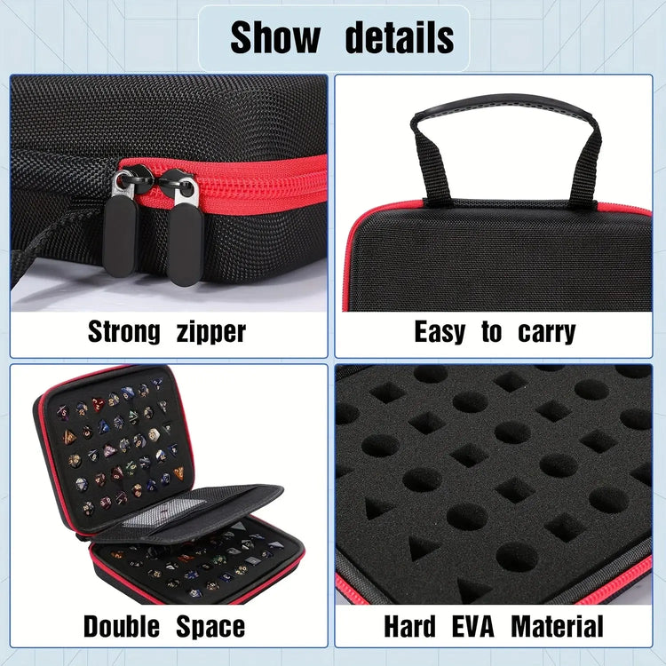 Hard Dice Carrying Case – 70-Slot Storage Bag with Partition for Dungeons & Dragons, RPG & Board Game Accessories Gamers Guild