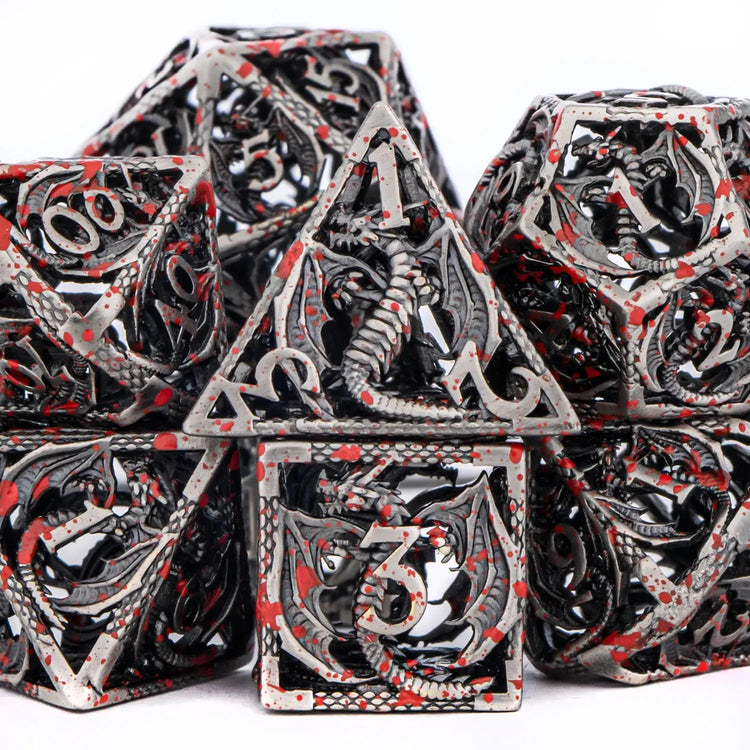 7-Piece Hollow Dragon Metal Dice Set – Intricately Carved Polyhedral Dice for D&D, Pathfinder & RPG Tabletop Games Gamers Guild