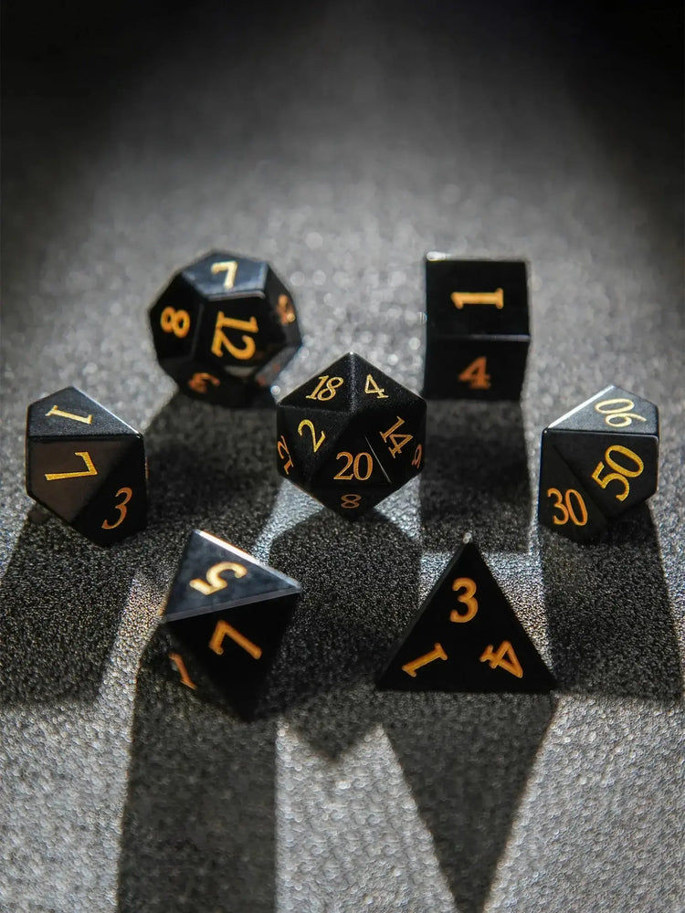 Black Obsidian Pirate Dice Set – 7-Piece Metal Polyhedral Dice for DND, RPG & Tabletop Questing Gamers Guild