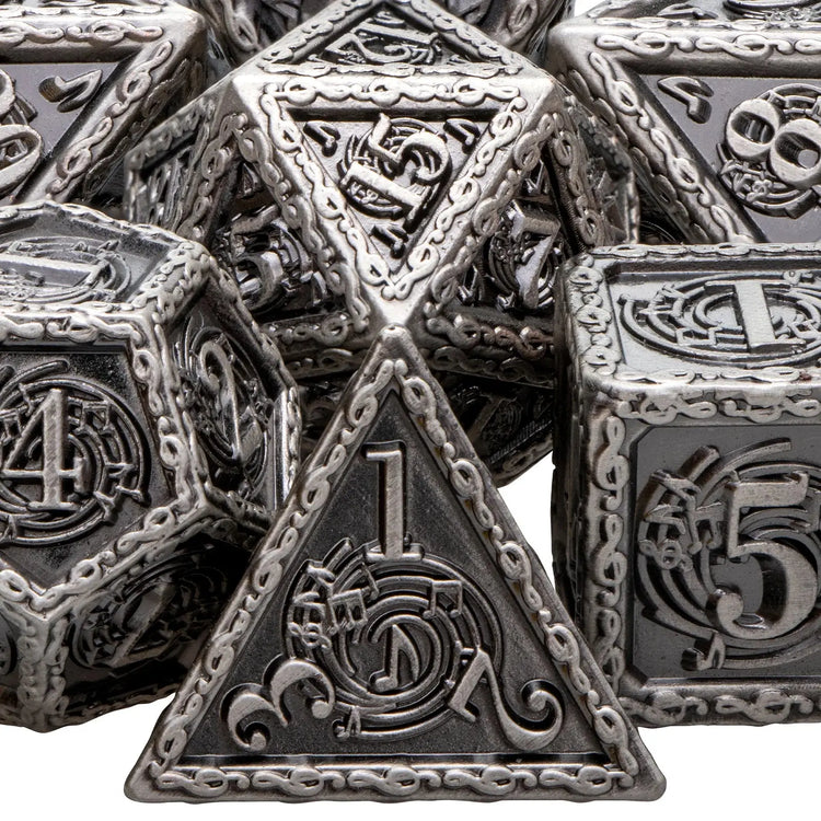 Music DND Metal Dice Set – Polyhedral Dice for Dungeons & Dragons, Pathfinder & RPGs Gamers Guild