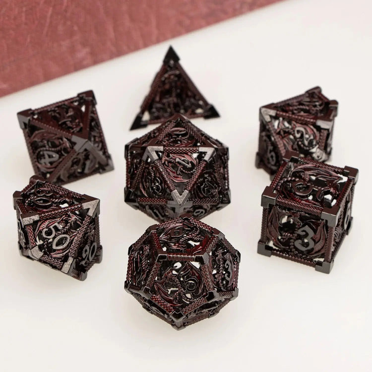 Ancient Gold Hollow Dragon Dice Set – Metal Polyhedral Dice for D&D, Pathfinder & RPGs Gamers Guild