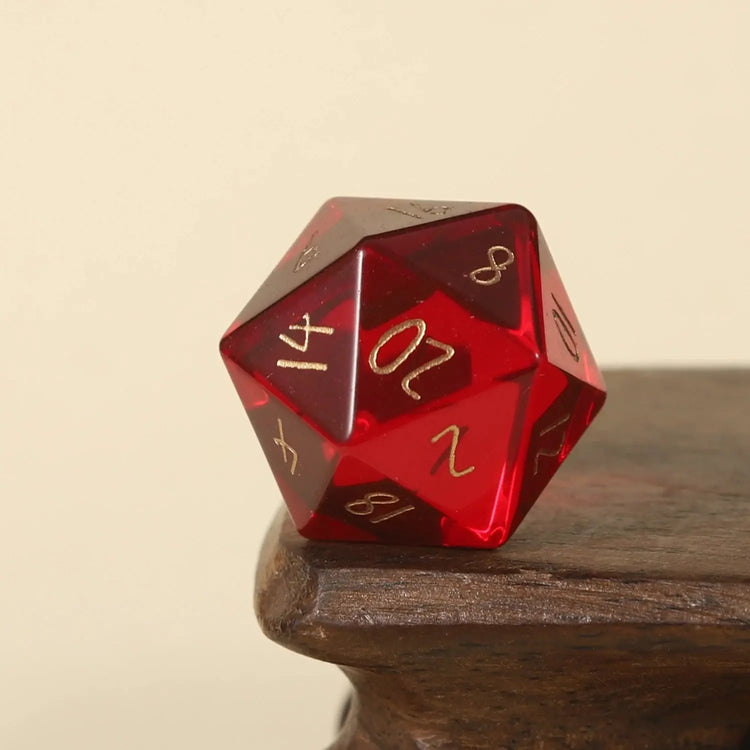Crystal Quartz D20 – Handwritten Font Gemstone Dice for DND, Pathfinder & RPG Star Path Adventures Gamers Guild