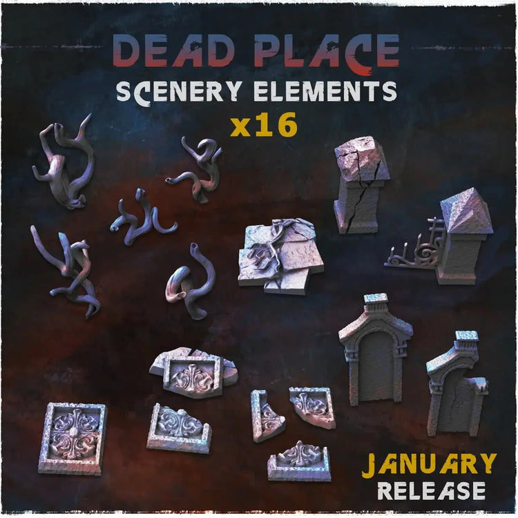 Miniature Graveyard Terrain Set – Dead Tree, Tombstone & Bone Pile Scenery for D&D & RPGs Resin Landform Accessories Gamers Guild