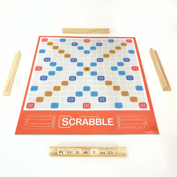 Scrabble Board Game Wooden Tiles And Racks Classic Word Spelling Toys Fun Family Game for 2-4 Players Gamers Guild