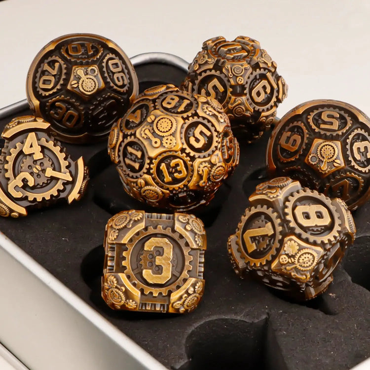 Metal Gear Polyhedral Dice Set – D20 & D6 RPG Dice for D&D, Trailblazer, Warhammer & Tabletop Games Gamers Guild
