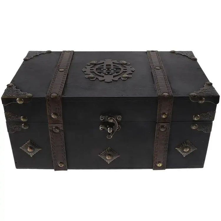 Wooden Pirate Treasure Chest – Vintage Trinket & Jewelry Box for Tabletop Decor, RPG Props, and Gift Storage Gamers Guild
