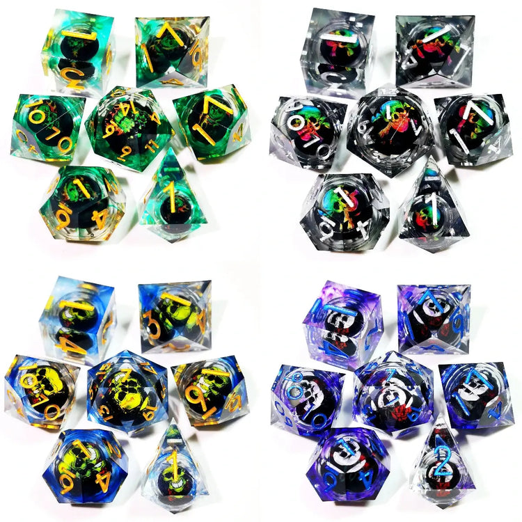 7-Piece Spinning Dragon Eye Resin Dice Set – Sharp Edge Polyhedral Dice for Dungeons & Dragons, Pathfinder & RPG Tabletop Games Gamers Guild