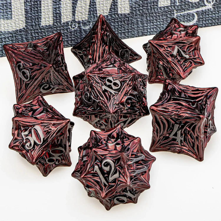 Tree Root Metal Dice Set – Red Polyhedral Dice for D&D, Pathfinder & RPGs Gamers Guild