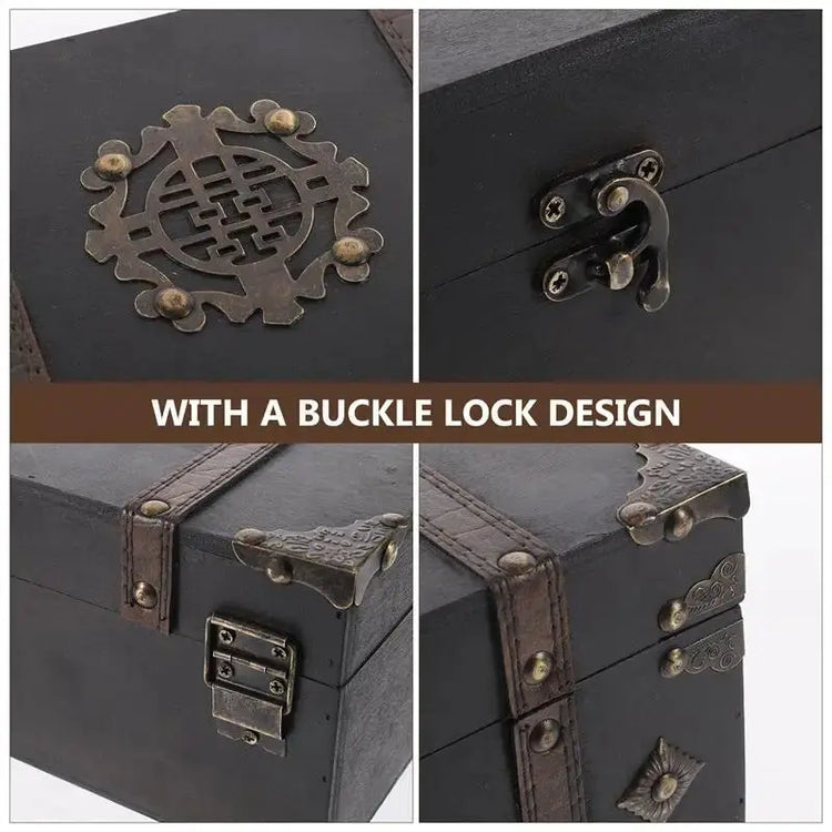 Wooden Pirate Treasure Chest – Vintage Trinket & Jewelry Box for Tabletop Decor, RPG Props, and Gift Storage Gamers Guild