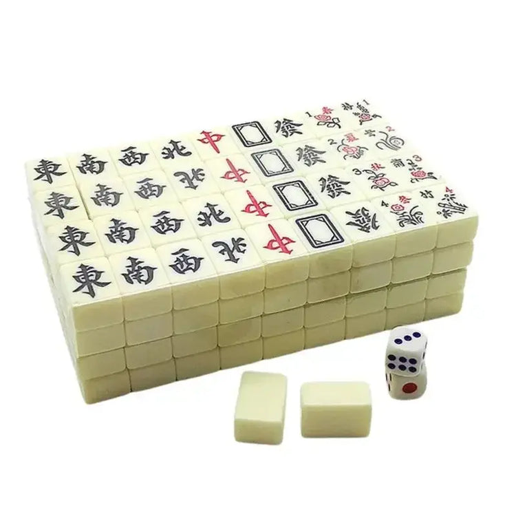 Mini Chinese Mahjong Game Set – 144 Engraved White Tiles, Compact Traveler Edition with Storage Box – Perfect for Family Gatherings, Parties & Leisure Play Gamers Guild