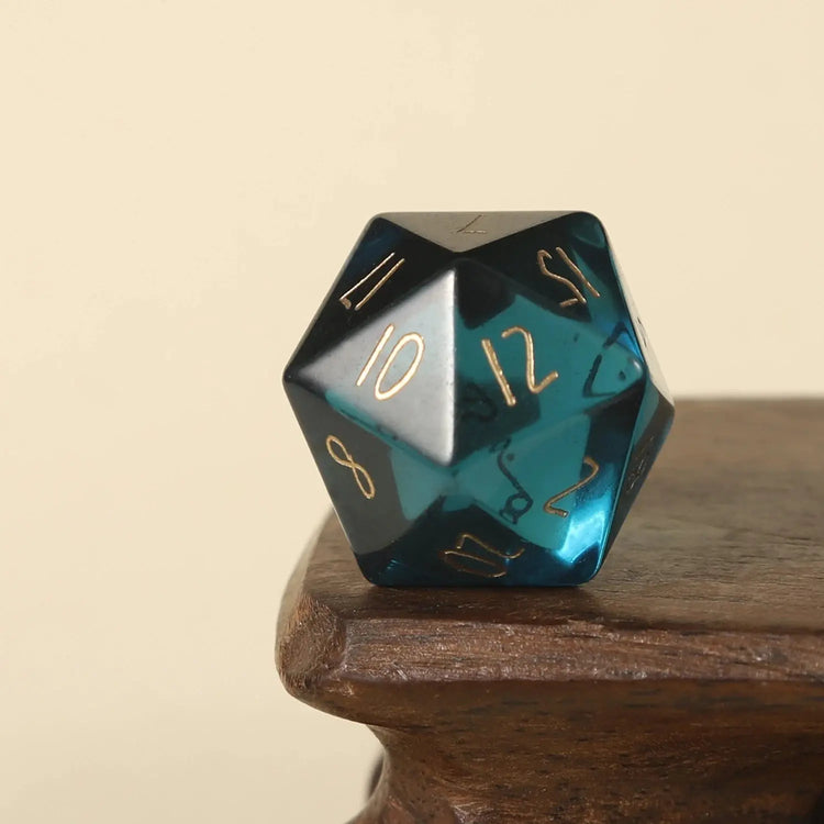 Crystal Quartz D20 – Handwritten Font Gemstone Dice for DND, Pathfinder & RPG Star Path Adventures Gamers Guild