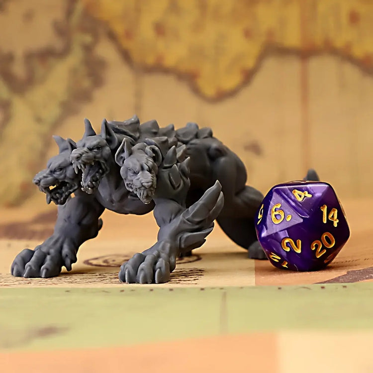 Cerberus Monster Miniature – Unpainted Three-Headed Beast for Tactical Tabletop RPGs Gamers Guild
