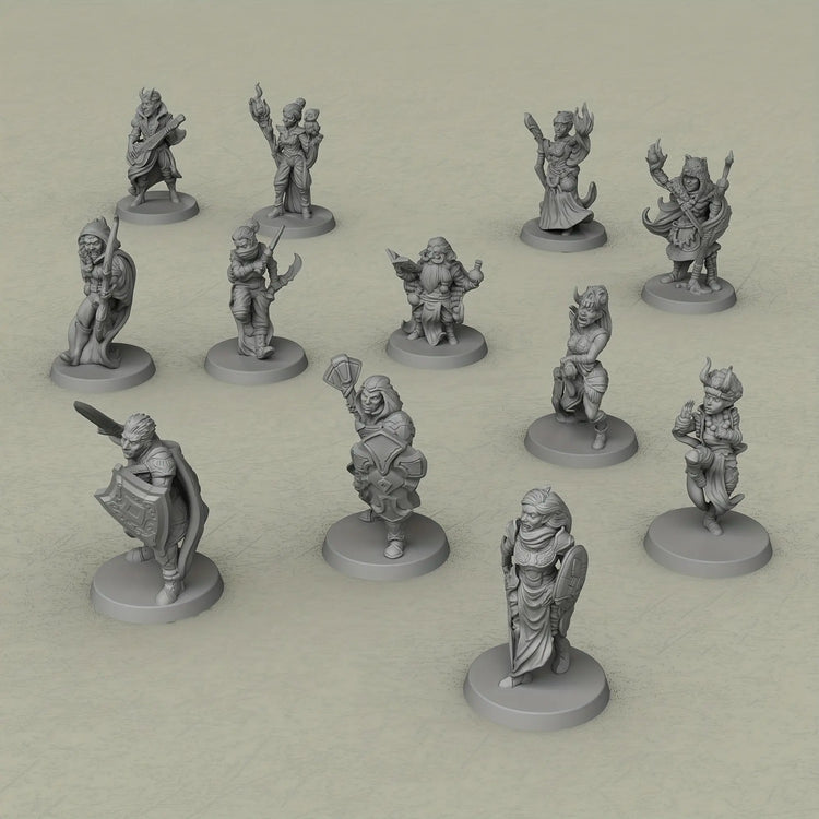 12pcs D&D NPC Miniature Set – Fantasy Townfolk & Terrain for TTRPGs Gamers Guild