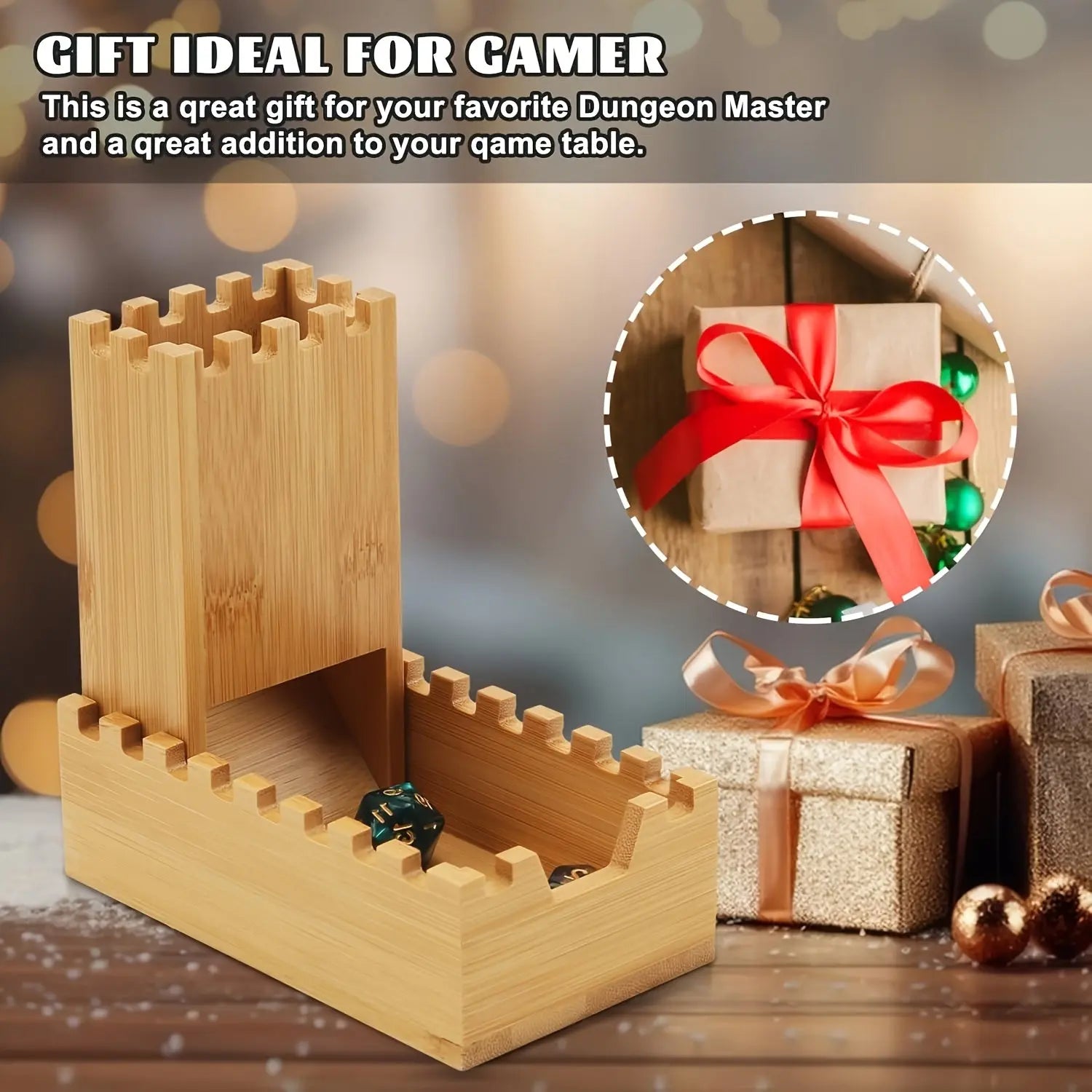 Foldable Bamboo Dice Tower – Portable Wooden Rolling Tower & Storage Box for RPGs, Board Games & Gatherings Gamers Guild